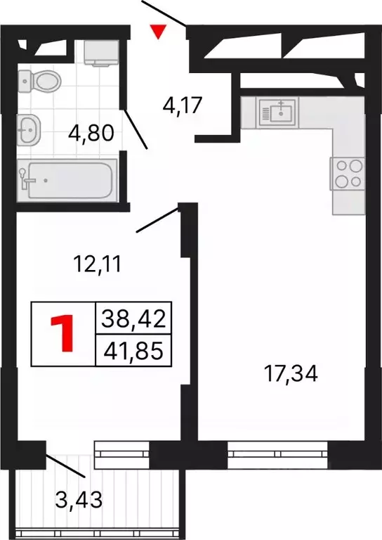 1-к кв. Свердловская область, Екатеринбург ул. Комсомольская, 72А ... - Фото 1
