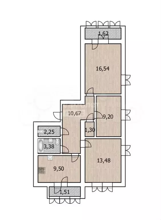 3-к. квартира, 69,4 м, 12/16 эт. - Фото 0