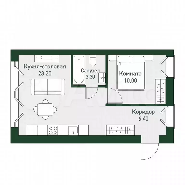 2-к. квартира, 38,5 м, 2/3 эт. - Фото 1