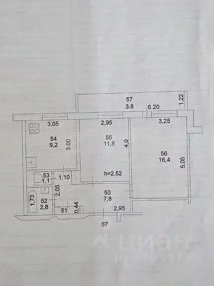 2-к кв. Татарстан, Казань ул. Сафиуллина, 30 (49.3 м) - Фото 1