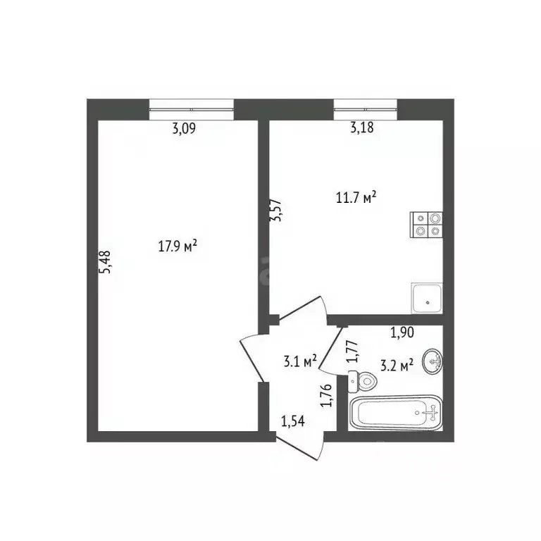 1-к кв. Брянская область, Брянск ул. Академика Королева, 9 (36.0 м) - Фото 2