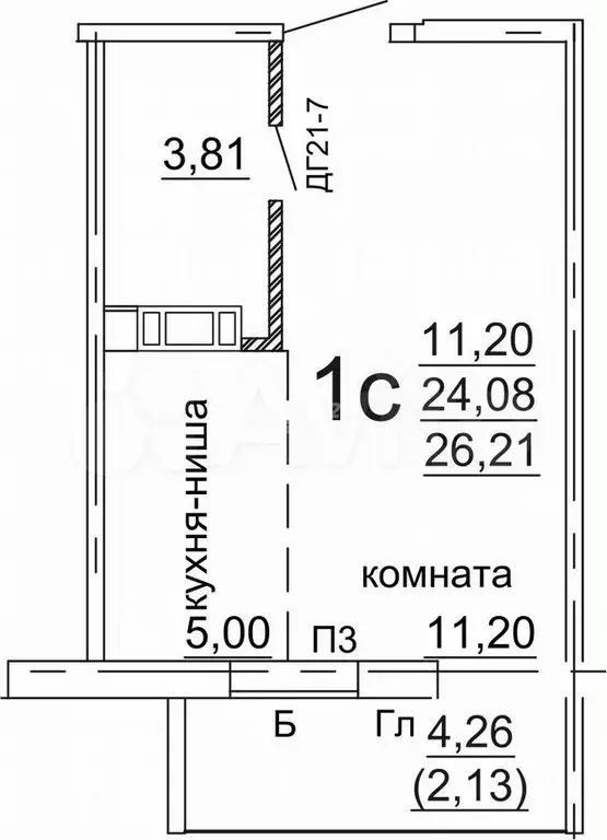 Квартира-студия, 24 м, 2/10 эт. - Фото 0