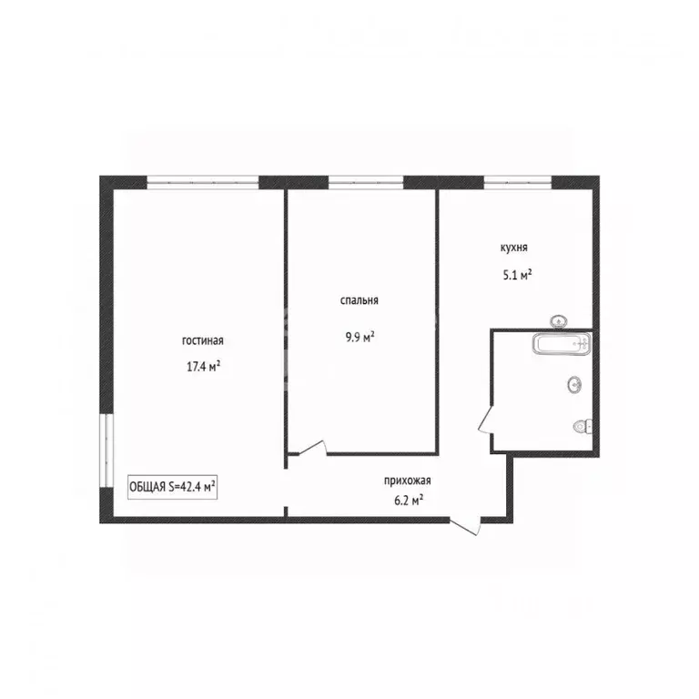 2-к кв. Кемеровская область, Ленинск-Кузнецкий просп. Кирова, 100Б ... - Фото 2