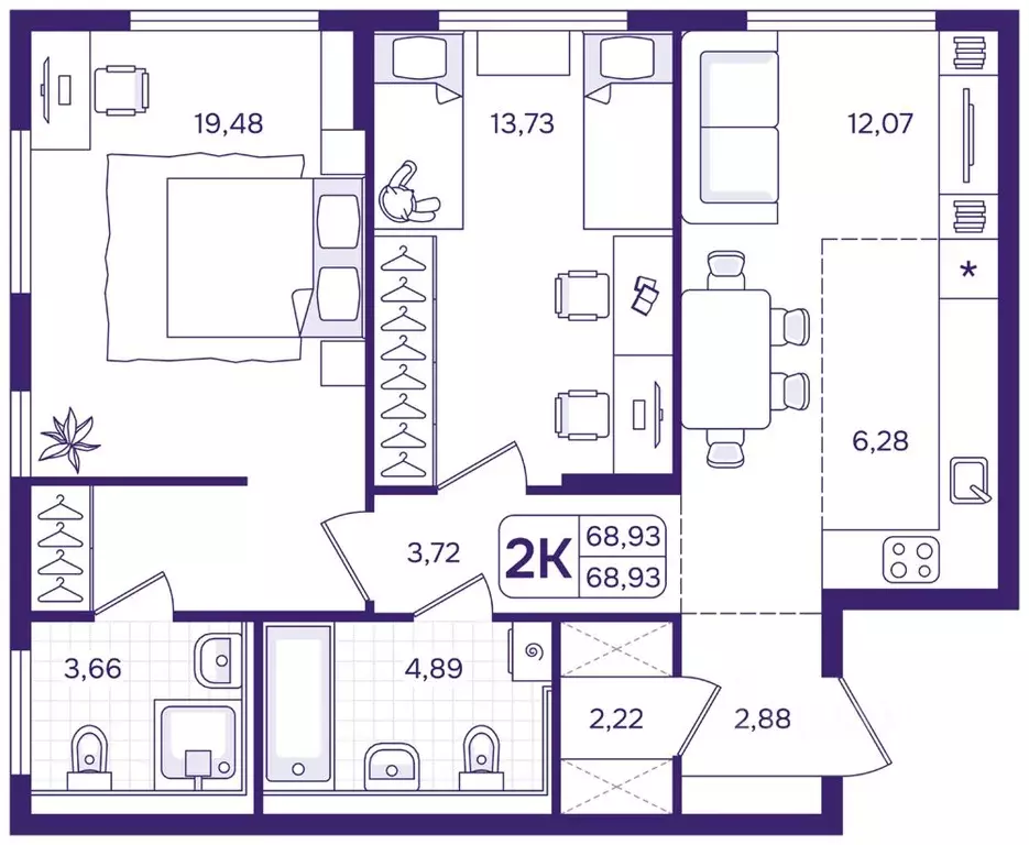 2-к кв. Приморский край, Владивосток ул. Борисенко (68.93 м) - Фото 0