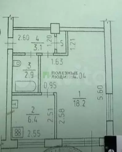 1-к. квартира, 31,4 м, 2/5 эт. - Фото 0