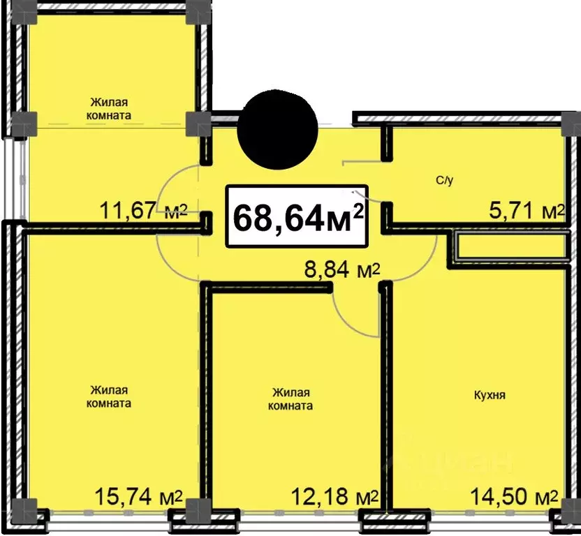 3-к кв. Ставропольский край, Ессентуки ул. Благодатная, 28 (68.64 м) - Фото 0