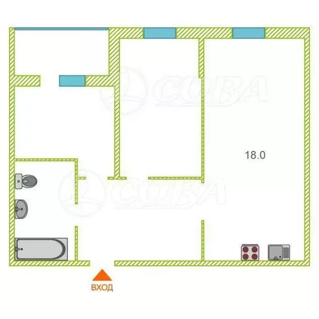 2-комнатная квартира: Тюмень, Героев Сталинградской битвы, 1 (56 м) - Фото 0
