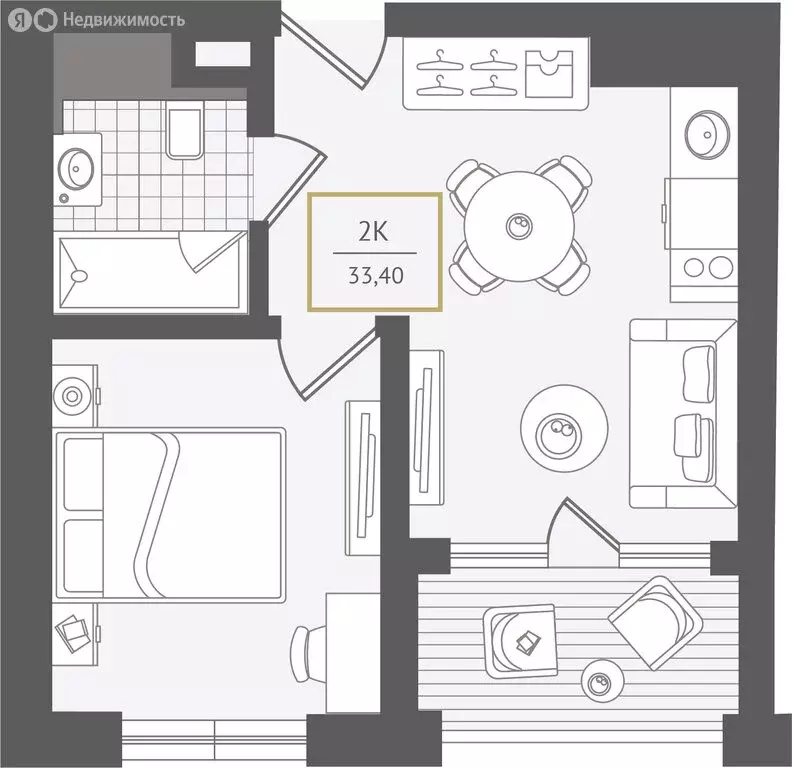 2-комнатная квартира: Адлер, улица Ленина, 280А (34.3 м) - Фото 1