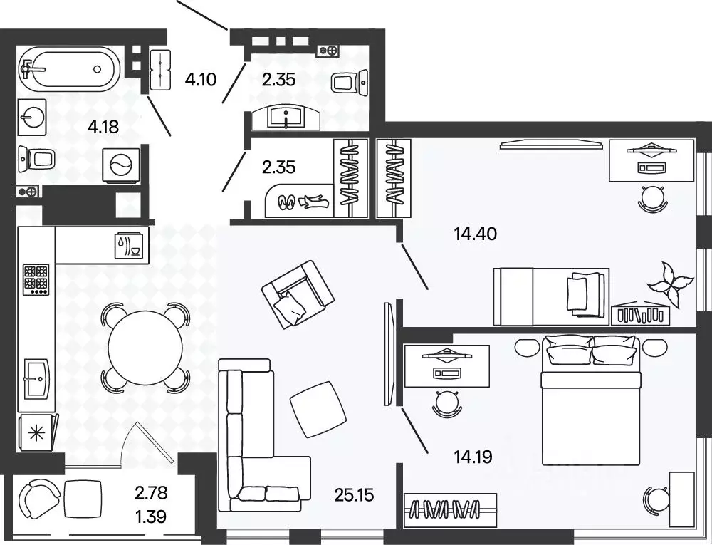 2-к кв. Калининградская область, Гурьевский муниципальный округ, пос. ... - Фото 1