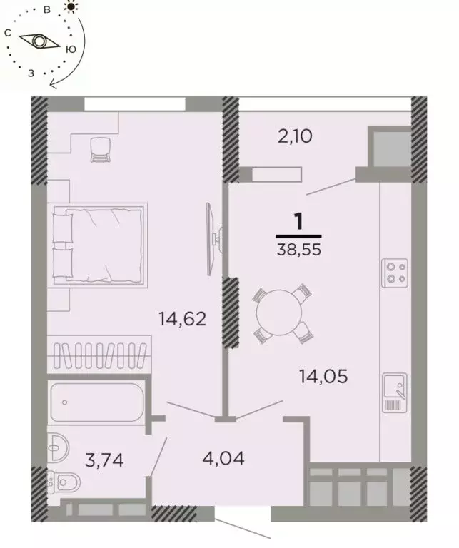 1-комнатная квартира: Рязань, Совхозная улица, 6 (38.55 м) - Фото 0