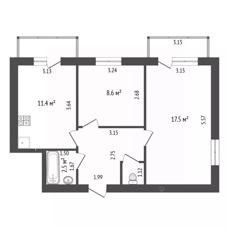 2-к кв. Севастополь ул. Энергетиков, 16Б (48.5 м) - Фото 2