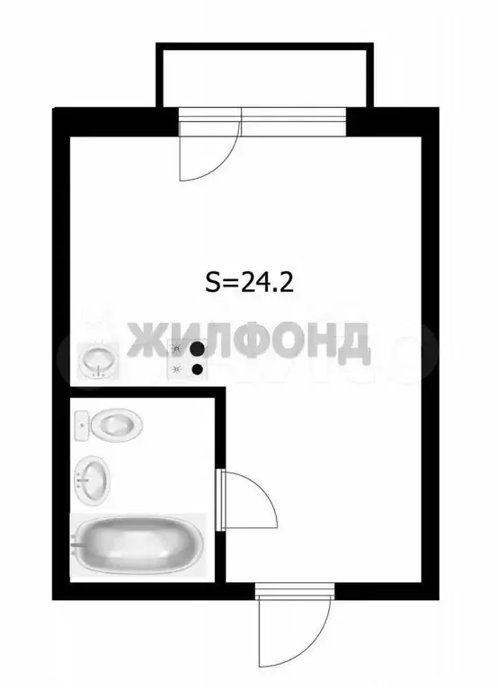 Квартира-студия, 24,2 м, 3/3 эт. - Фото 0