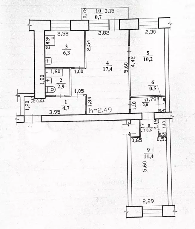 3-к. квартира, 56,7 м, 2/4 эт. - Фото 0