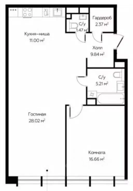 1-к кв. Москва Октябрьская ул., 80С16 (75.0 м) - Фото 1