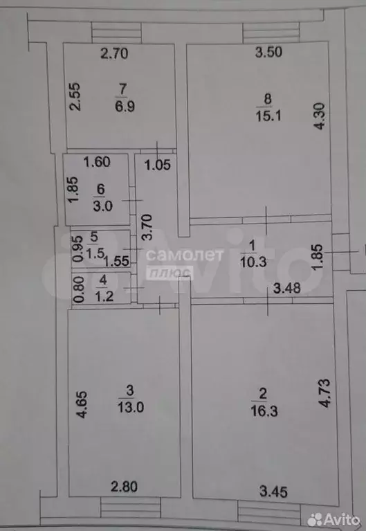 3-к. квартира, 67,3 м, 1/2 эт. - Фото 0