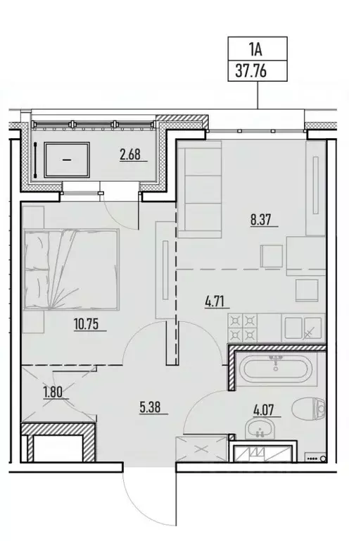 1-к кв. Иркутская область, Иркутск ул. Сибирских Партизан, 1А/1 (37.76 ... - Фото 0