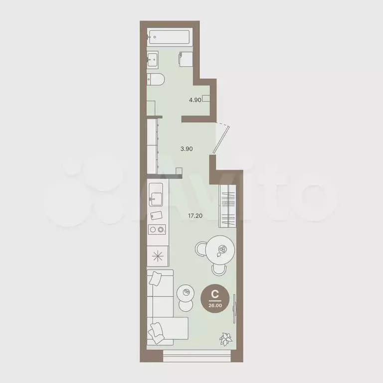 Квартира-студия, 26 м, 2/18 эт. - Фото 0