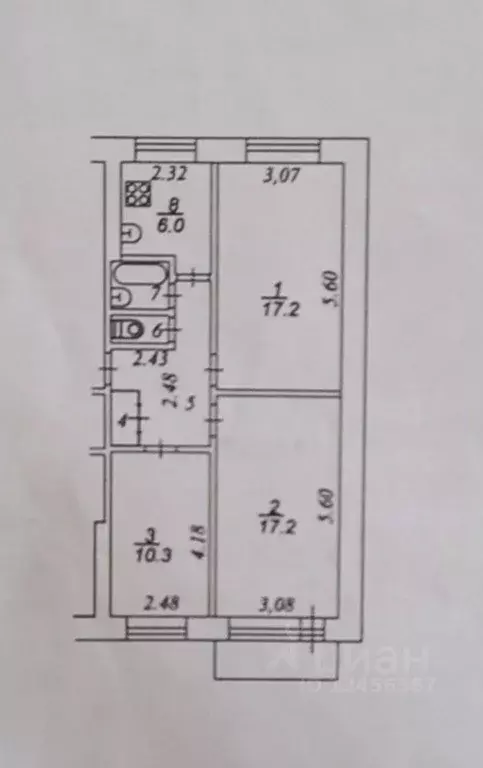 3-к кв. Коми, Сыктывкар ул. Карла Маркса, 162 (61.2 м) - Фото 2