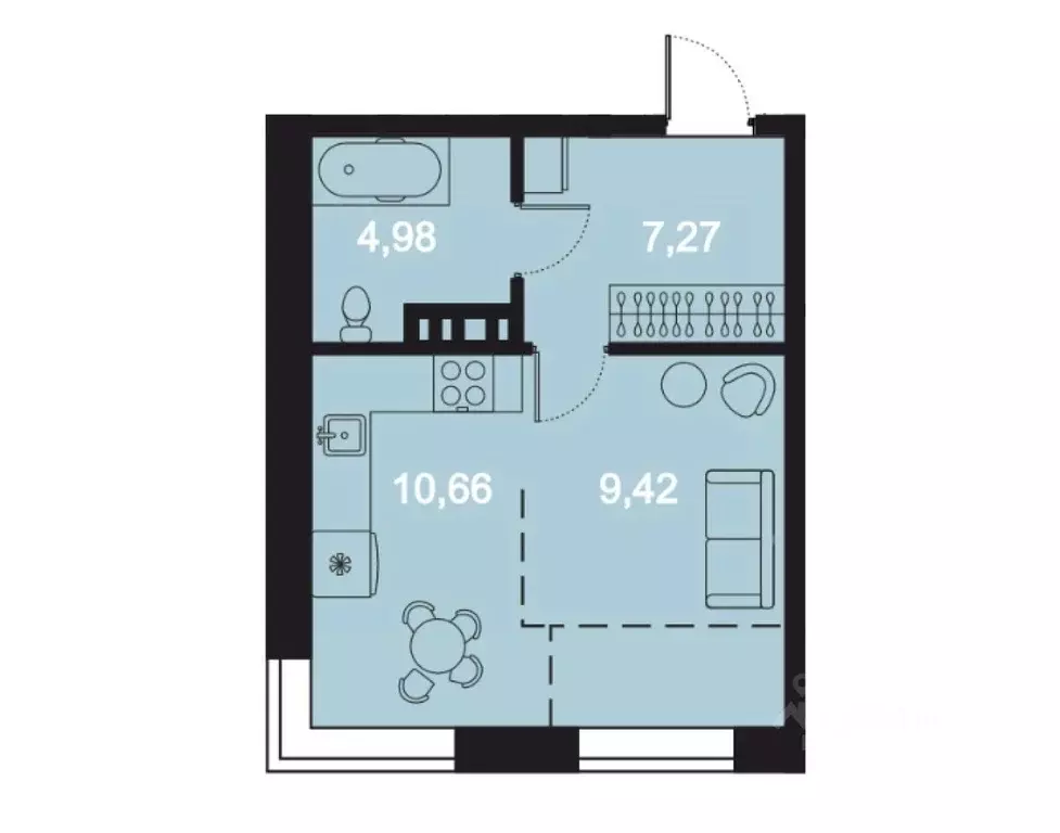 1-к кв. Иркутская область, Иркутск наб. Верхняя, 127 (34.93 м) - Фото 1