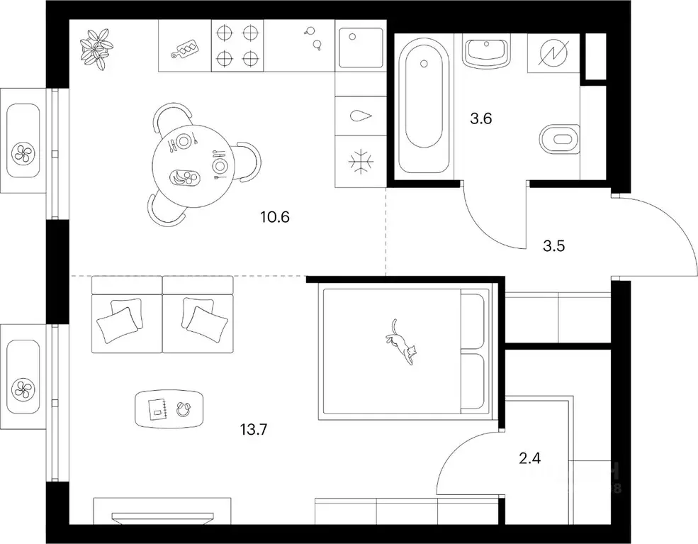 1-к кв. Москва Митинский Лес жилой комплекс (33.8 м) - Фото 1