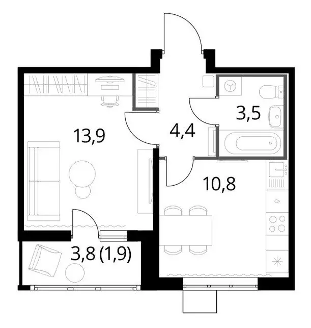 1-комнатная квартира: Люберцы, Рождественская улица, 12 (35 м) - Фото 0