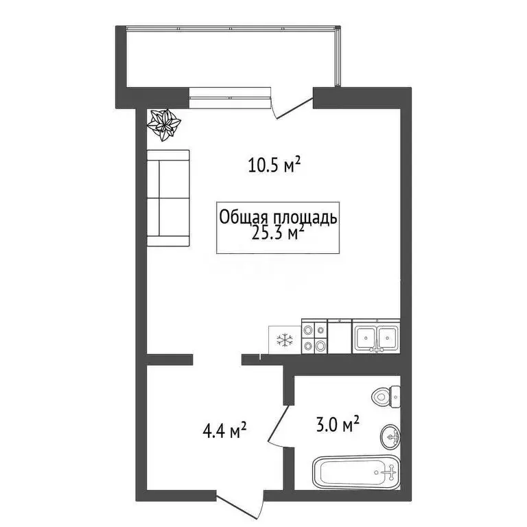 Квартира-студия: Новосибирск, улица Михаила Кулагина, 31 (25.3 м) - Фото 1