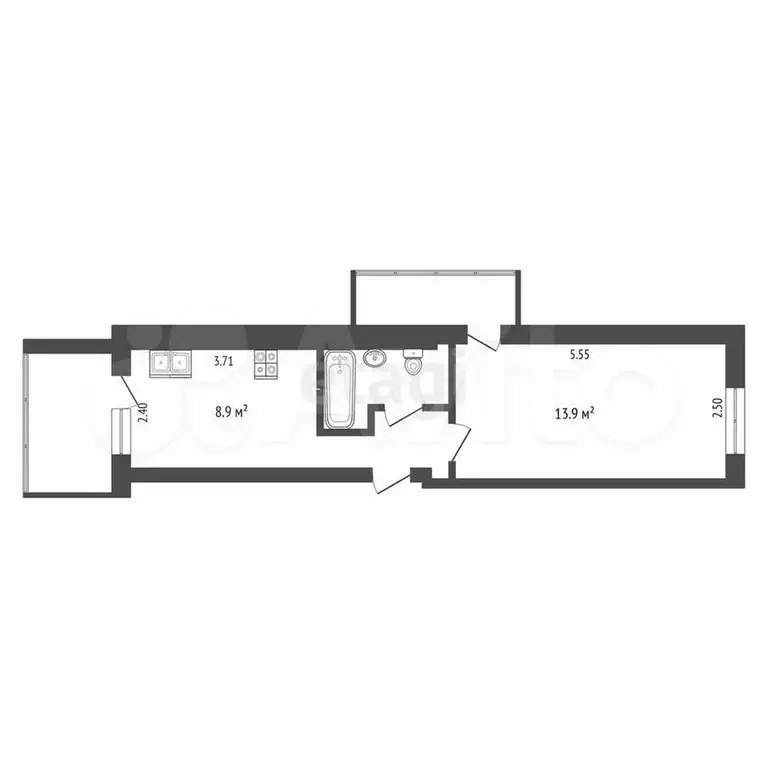 1-к. квартира, 30 м, 4/4 эт. - Фото 0