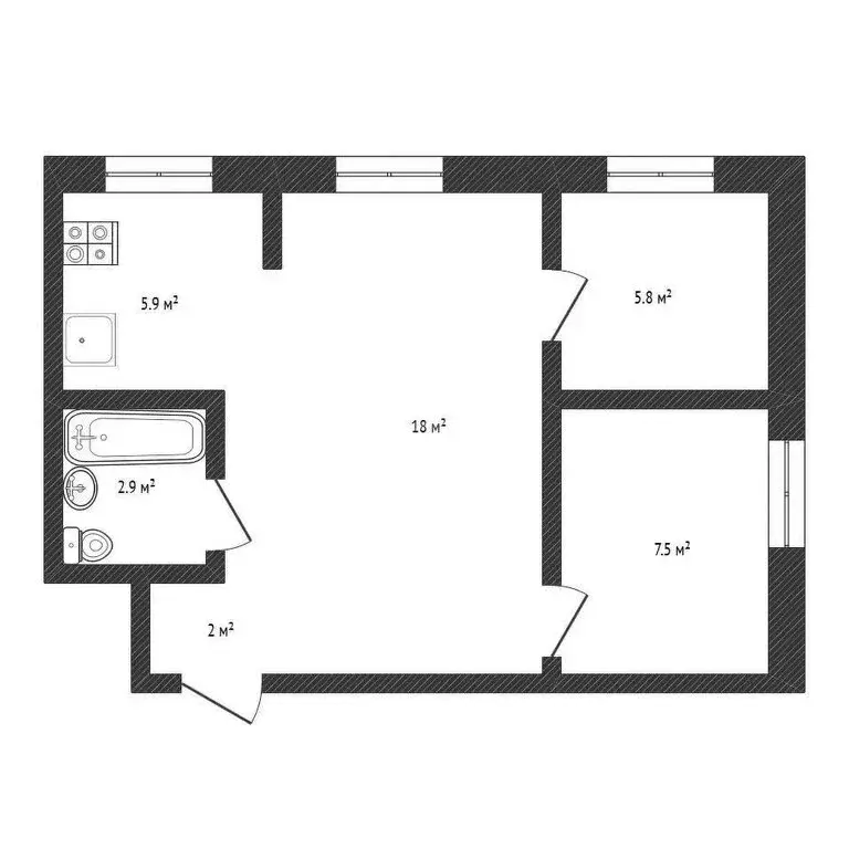 2-комнатная квартира: Нижний Новгород, проспект Ленина, 5 (44.3 м) - Фото 1