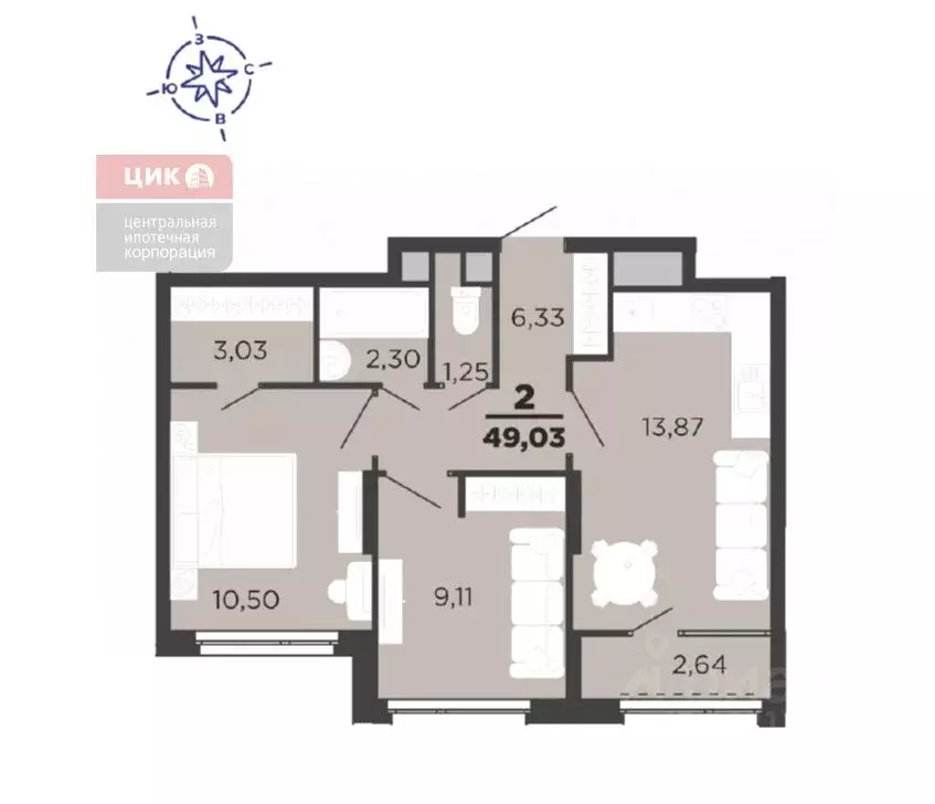 2-к кв. Рязанская область, Рязань Метропарк тер., Метропарк жилой ... - Фото 2