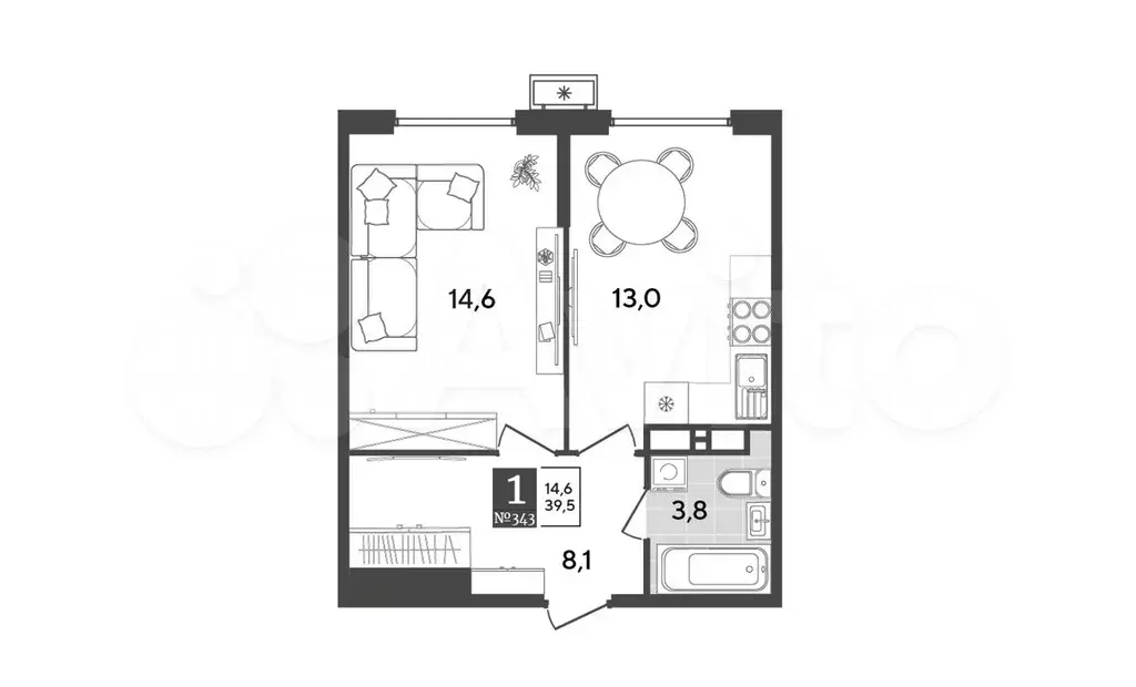 1-к. квартира, 39,5 м, 18/18 эт. - Фото 1