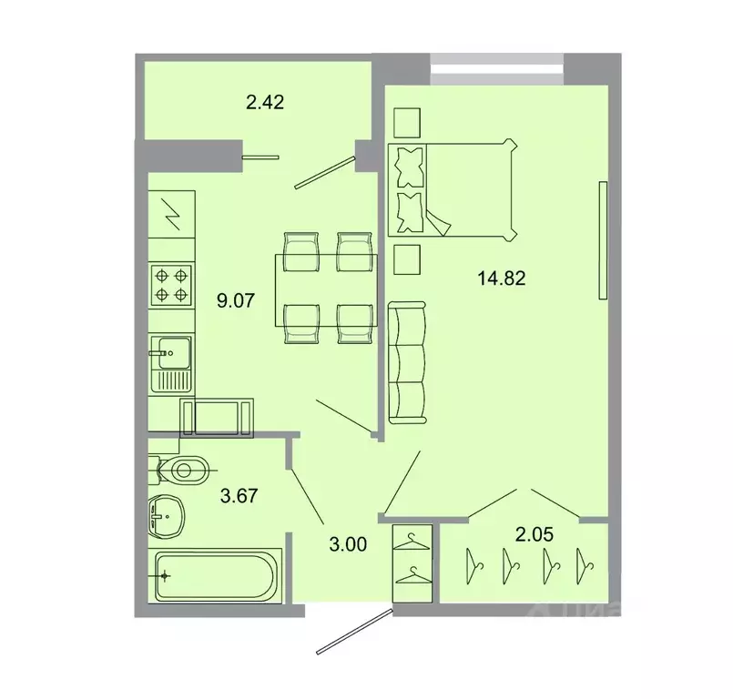 1-к кв. Ленинградская область, Всеволожский район, пос. Бугры ул. ... - Фото 1