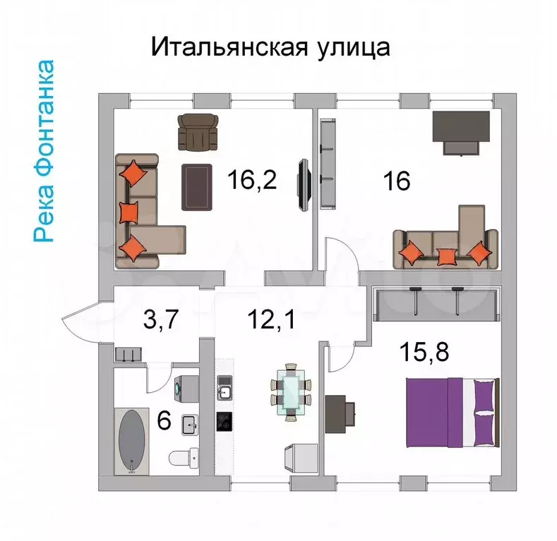 3-к. квартира, 70 м, 2/5 эт. - Фото 0