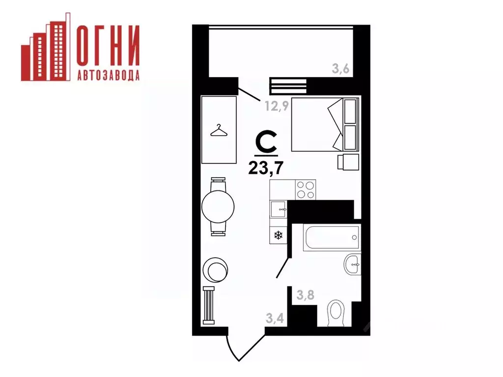 Студия Нижегородская область, Нижний Новгород Коломенская ул., 8к4 ... - Фото 1