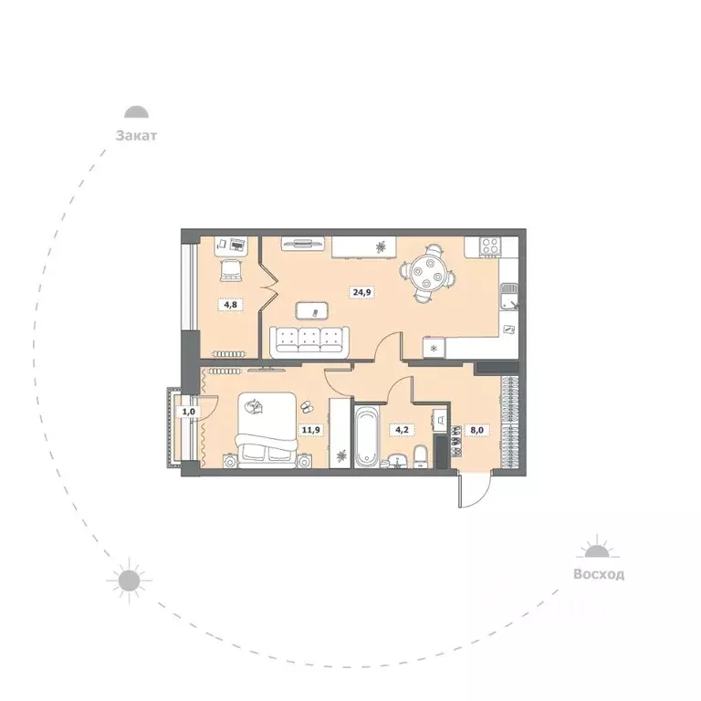 1-к кв. Вологодская область, Вологда Медуницинская ул., 13 (54.8 м) - Фото 1