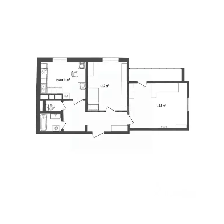 2-к кв. Белгородская область, Белгородский район, Разумное рп, ... - Фото 1