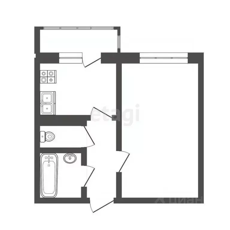 1-к кв. Псковская область, Псков ул. Юности, 11 (32.7 м) - Фото 1