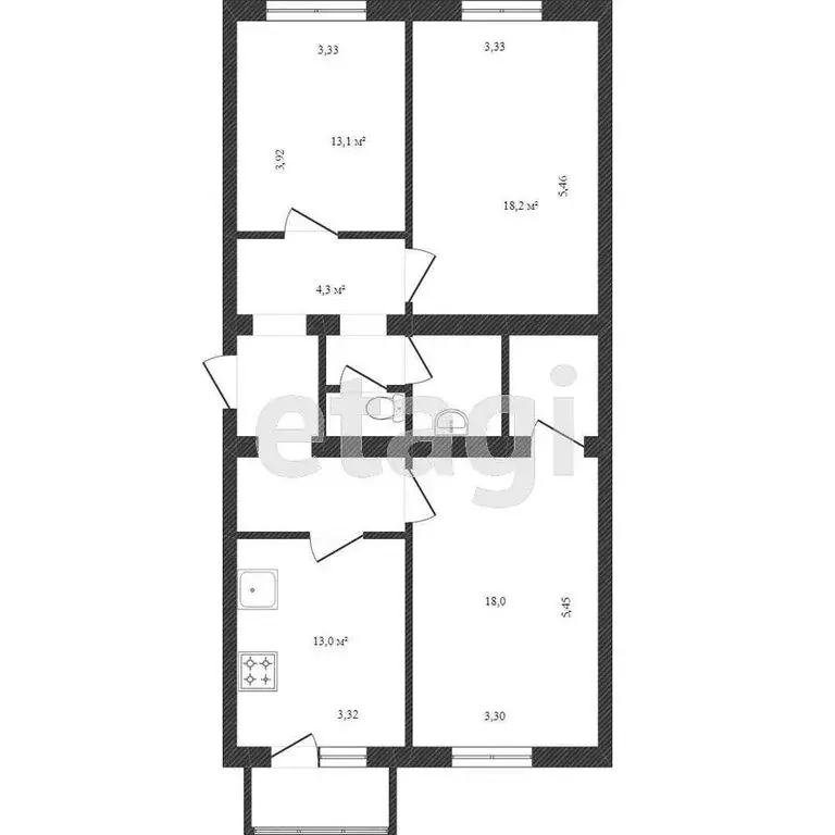 3-комнатная квартира: Череповец, улица Химиков, 22А (82.2 м) - Фото 1