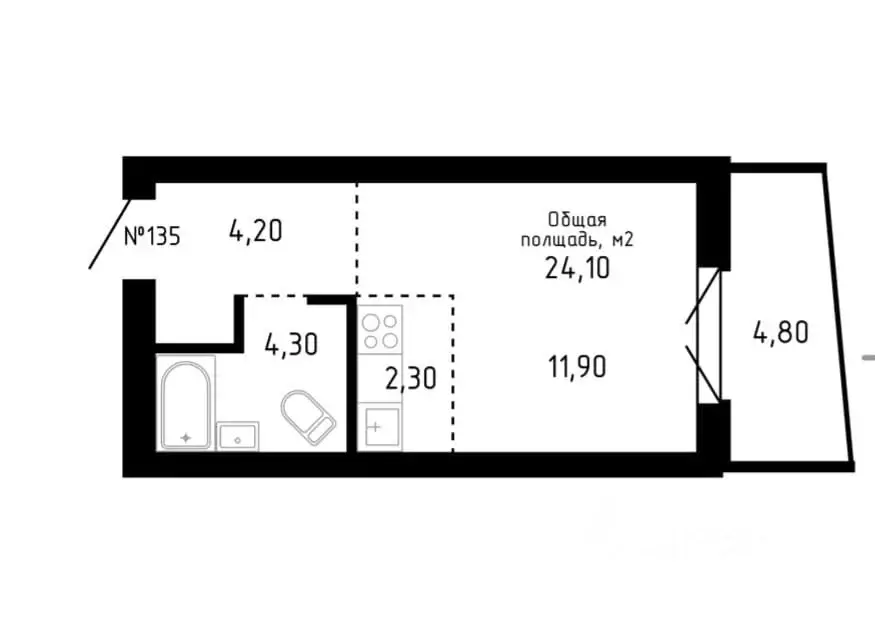 Студия Алтайский край, Барнаул ул. Никитина, 12 (24.1 м) - Фото 0