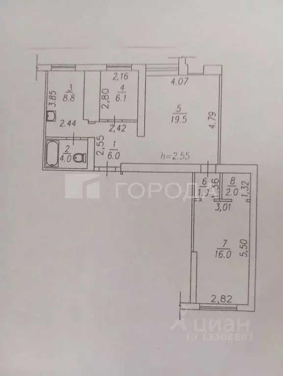 3-к кв. Кемеровская область, Новокузнецк ул. Покрышкина, 24 (64.3 м) - Фото 1