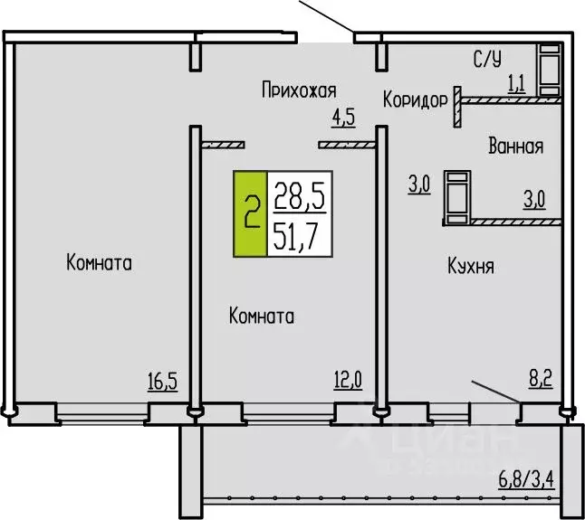 2-к кв. Курганская область, Курган ул. Карбышева, 52 (51.7 м) - Фото 0