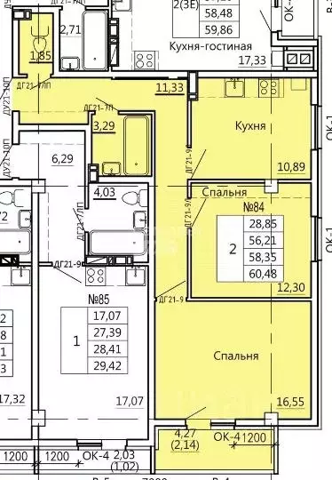 2-к кв. Курская область, Курск Театральная ул., 18 (60.48 м) - Фото 1