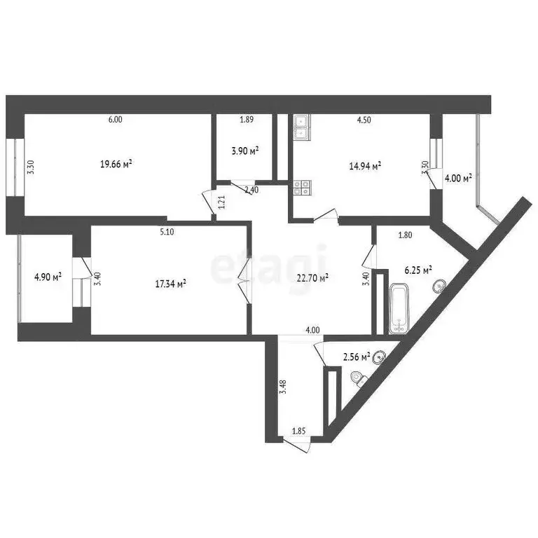 2-комнатная квартира: Тюмень, Ямская улица, 86 (87.4 м) - Фото 0