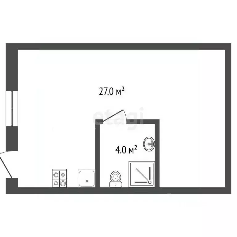 Студия Краснодарский край, Геленджик ул. Гоголя, 7к2 (31.2 м) - Фото 2