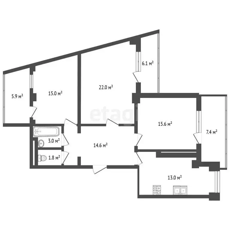 3-комнатная квартира: Ялта, Московская улица, 31 (105 м) - Фото 1