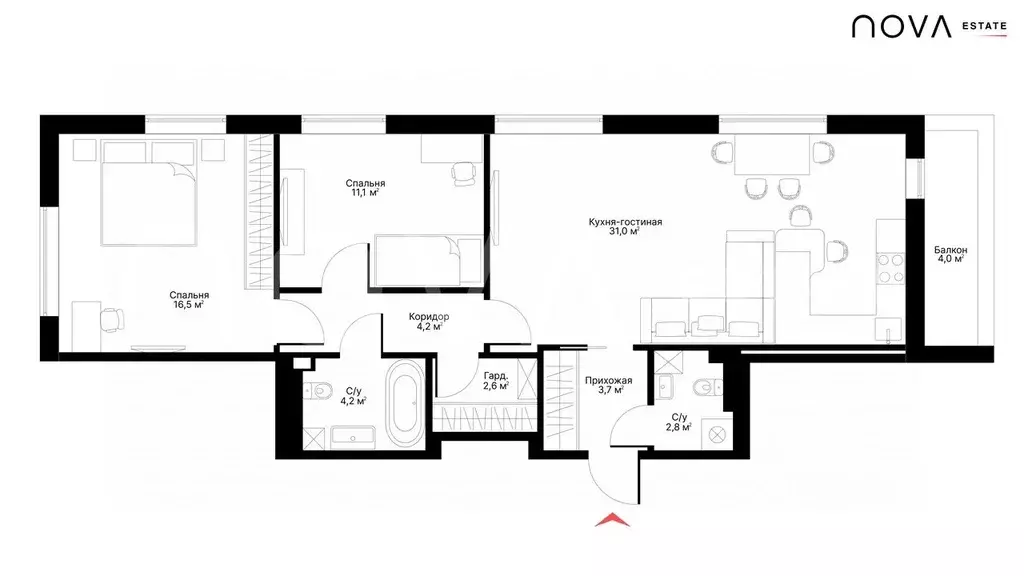 3-к кв. Ленинградская область, Всеволожский район, Бугровское ... - Фото 2