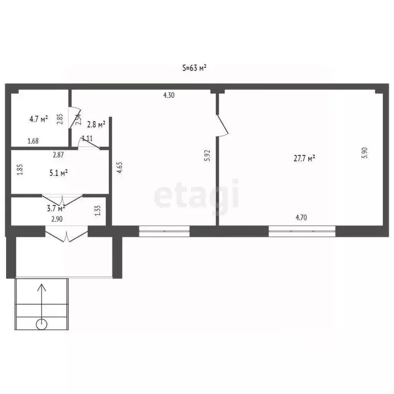 Торговая площадь в Тюменская область, Тюмень Широтная ул., 96к3 (63 м) - Фото 2