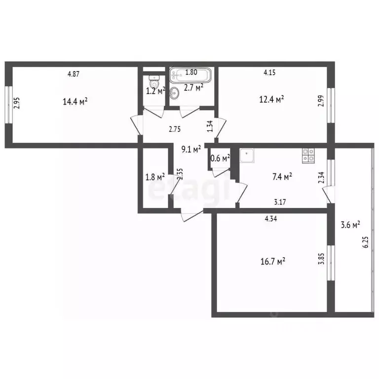 3-к кв. Татарстан, Альметьевск Советская ул., 147 (69.9 м) - Фото 2