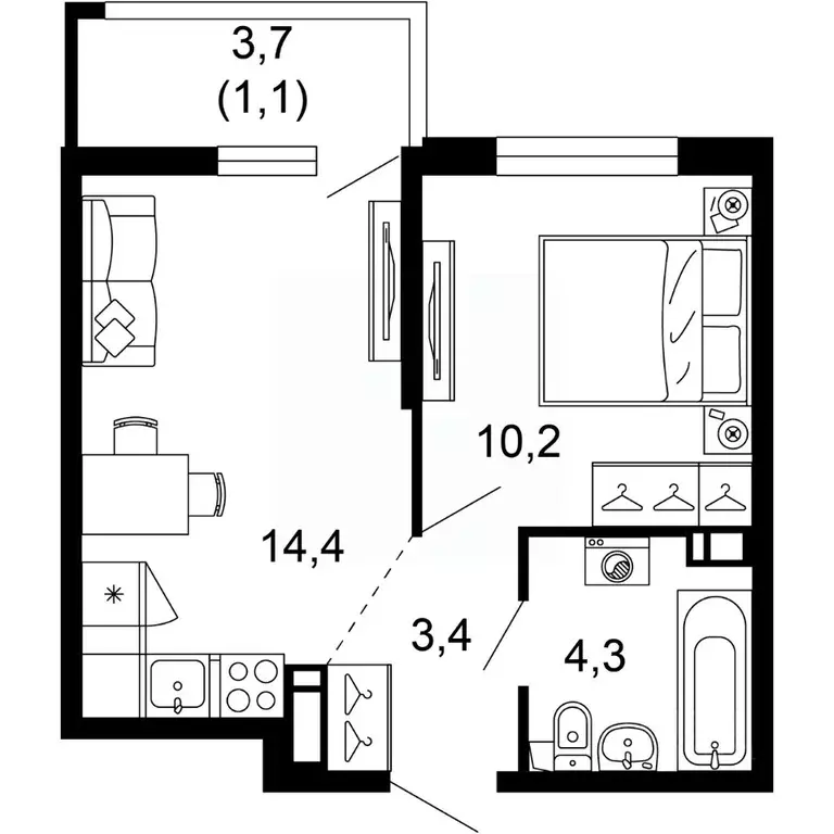 1-к кв. Краснодарский край, Сочи пос. Кудепста,  (33.4 м) - Фото 0