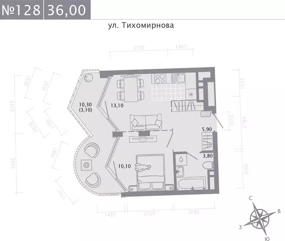 1-к кв. Татарстан, Казань ул. Калинина, 1Б (36.0 м) - Фото 0