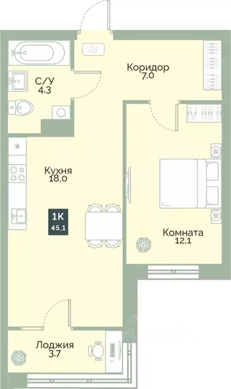 1-к кв. Курганская область, Курган Заозерный жилрайон, Районы-Кварталы ... - Фото 1